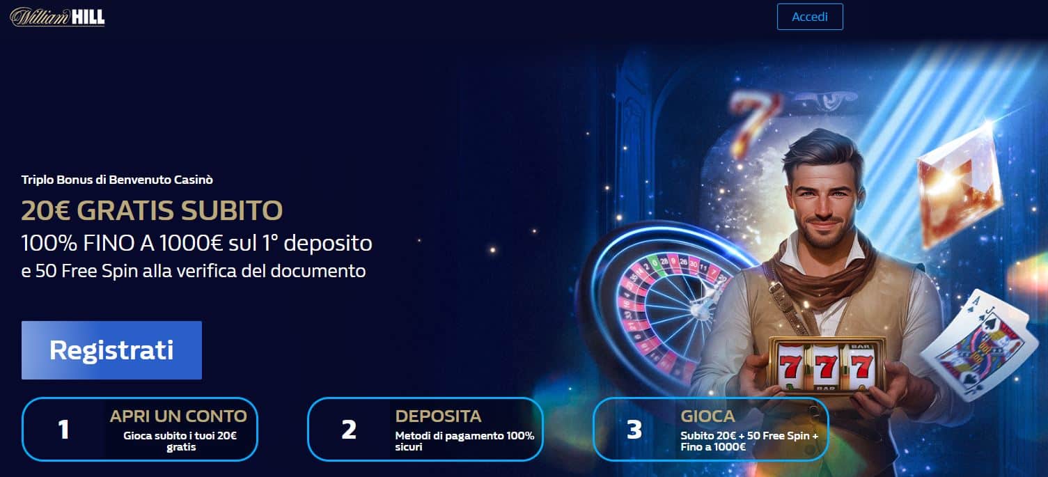 bonus senza deposito william hill